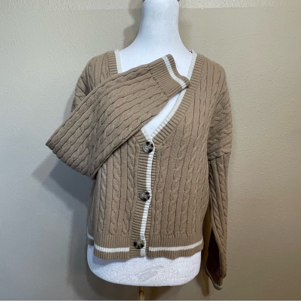 Love Tree cable Knit Tan Cropped Sweater cardigan